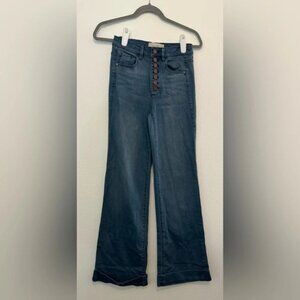 Rachel Roy High Rise Button Up Flare Jeans Size 25 Medium Wash Lightweight